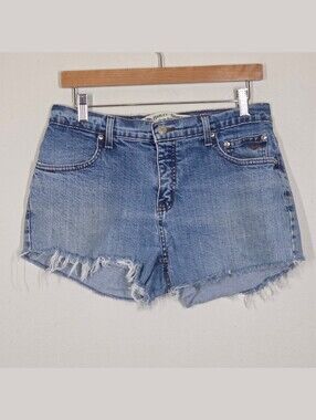 Y2K Harley Davidson Light Wash Cut Off Jean Short 10P Grunge Moto Biker Festival